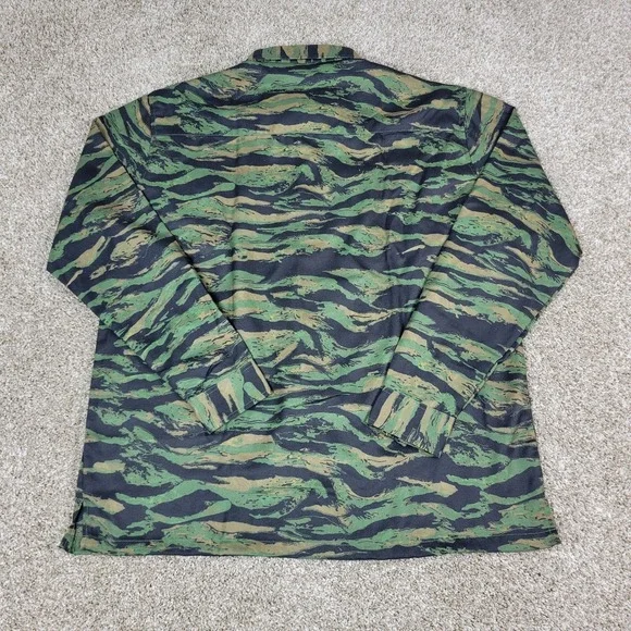 Warrior Mens XL Green Black Camo Button Down Long Sleeve Flannel - Picture 3 of 6